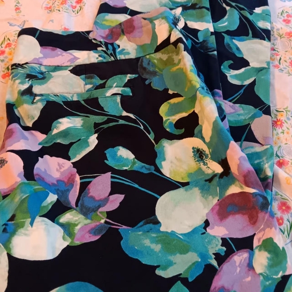 Soft Surroundings Pants - Womens soft surroundings black green floral pull on pants 1x